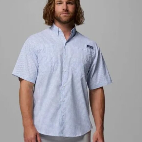 Columbia Super Tamiami PFG Short Sleeve Stripped Men's Medium Button Down Shirt - Picture 3 of 10